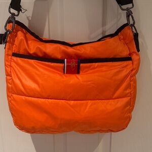 Bold Orange Puffer Crossbody Bag